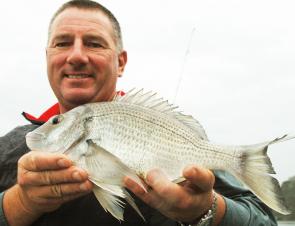 Steve Brooks holding up a typical Hawkesbury bream.